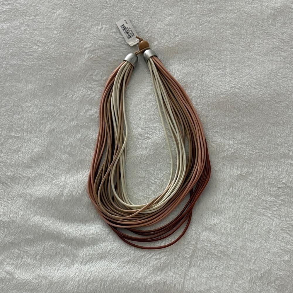 Chic Multistrand Necklace in Cream and Brown